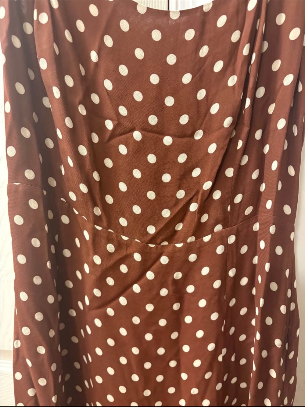 Reformation Brown Polka Dot Tie-Shoulder Midi Dress - Picture 4 of 4